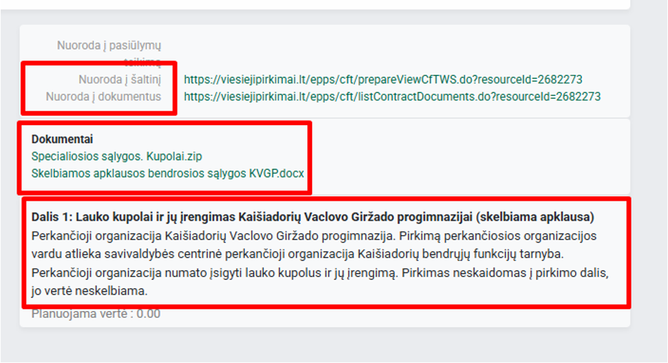 Pirkimo informacijos kortelė